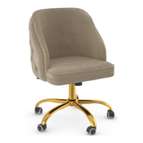Velvet Home And Office Chair With Polished Gold Frame - Aberley
