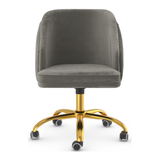 Velvet Home And Office Chair With Polished Gold Frame - Aberley