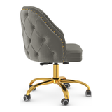 Velvet Home And Office Chair With Polished Gold Frame - Aberley