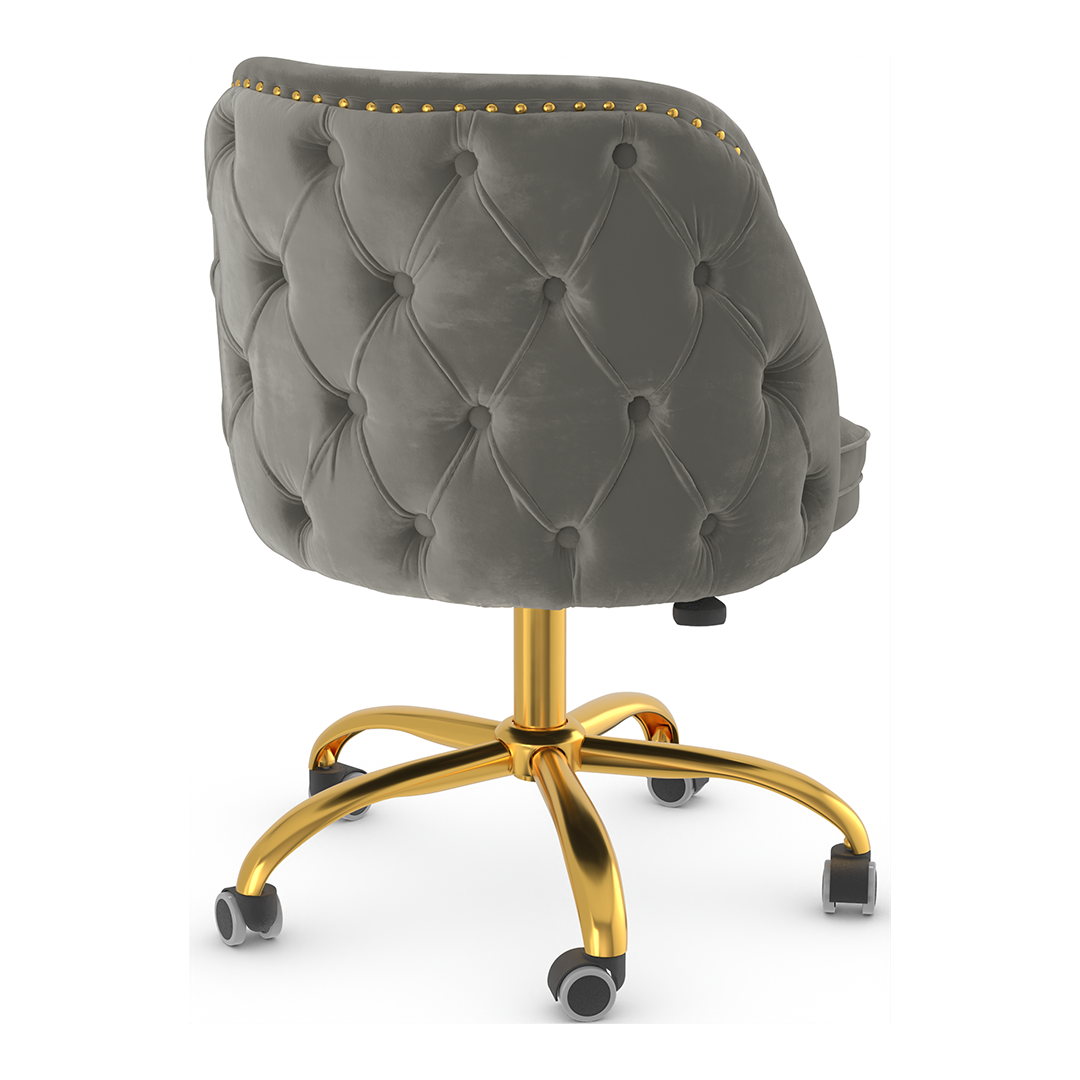 Velvet Home And Office Chair With Polished Gold Frame - Aberley