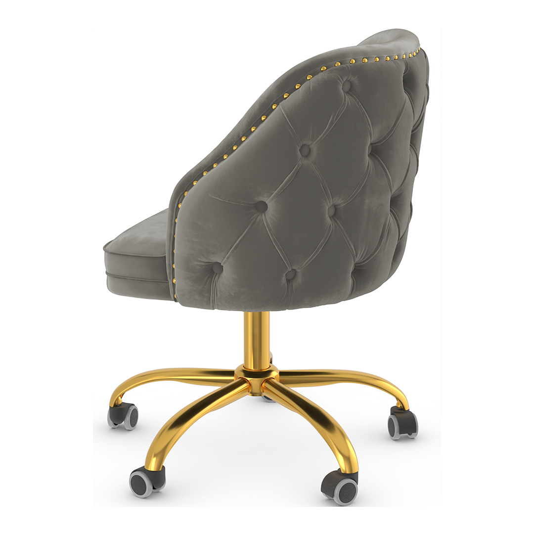 Velvet Home And Office Chair With Polished Gold Frame - Aberley