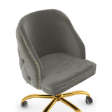 Velvet Home And Office Chair With Polished Gold Frame - Aberley