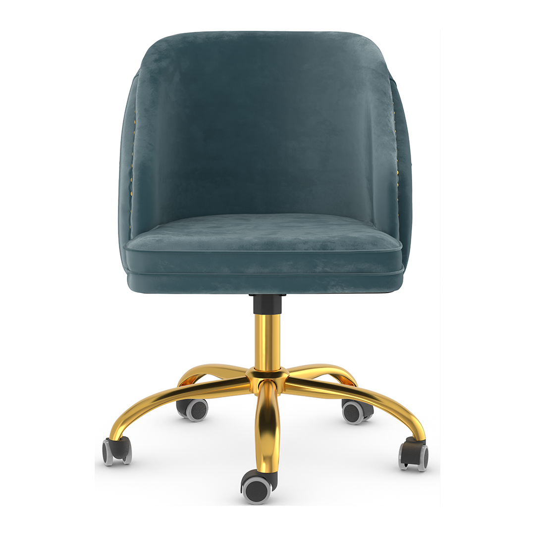 Velvet Home And Office Chair With Polished Gold Frame - Aberley