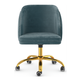 Velvet Home And Office Chair With Polished Gold Frame - Aberley
