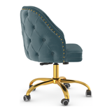 Velvet Home And Office Chair With Polished Gold Frame - Aberley