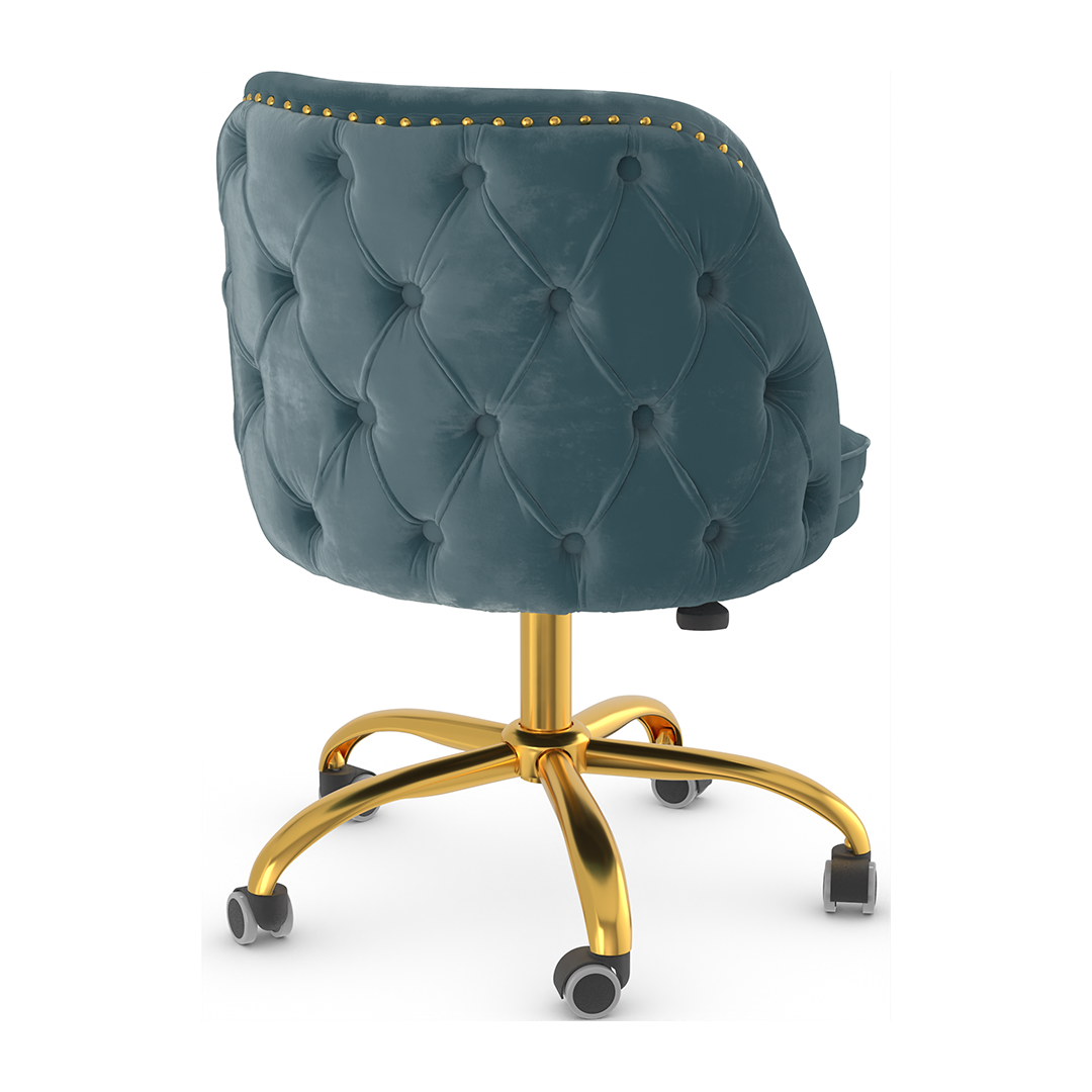 Velvet Home And Office Chair With Polished Gold Frame - Aberley