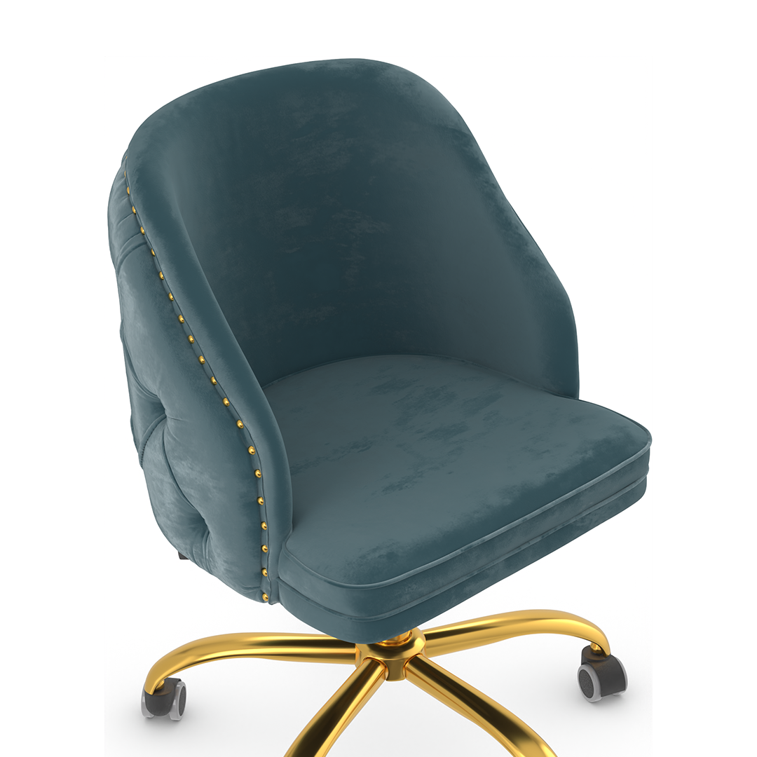 Velvet Home And Office Chair With Polished Gold Frame - Aberley