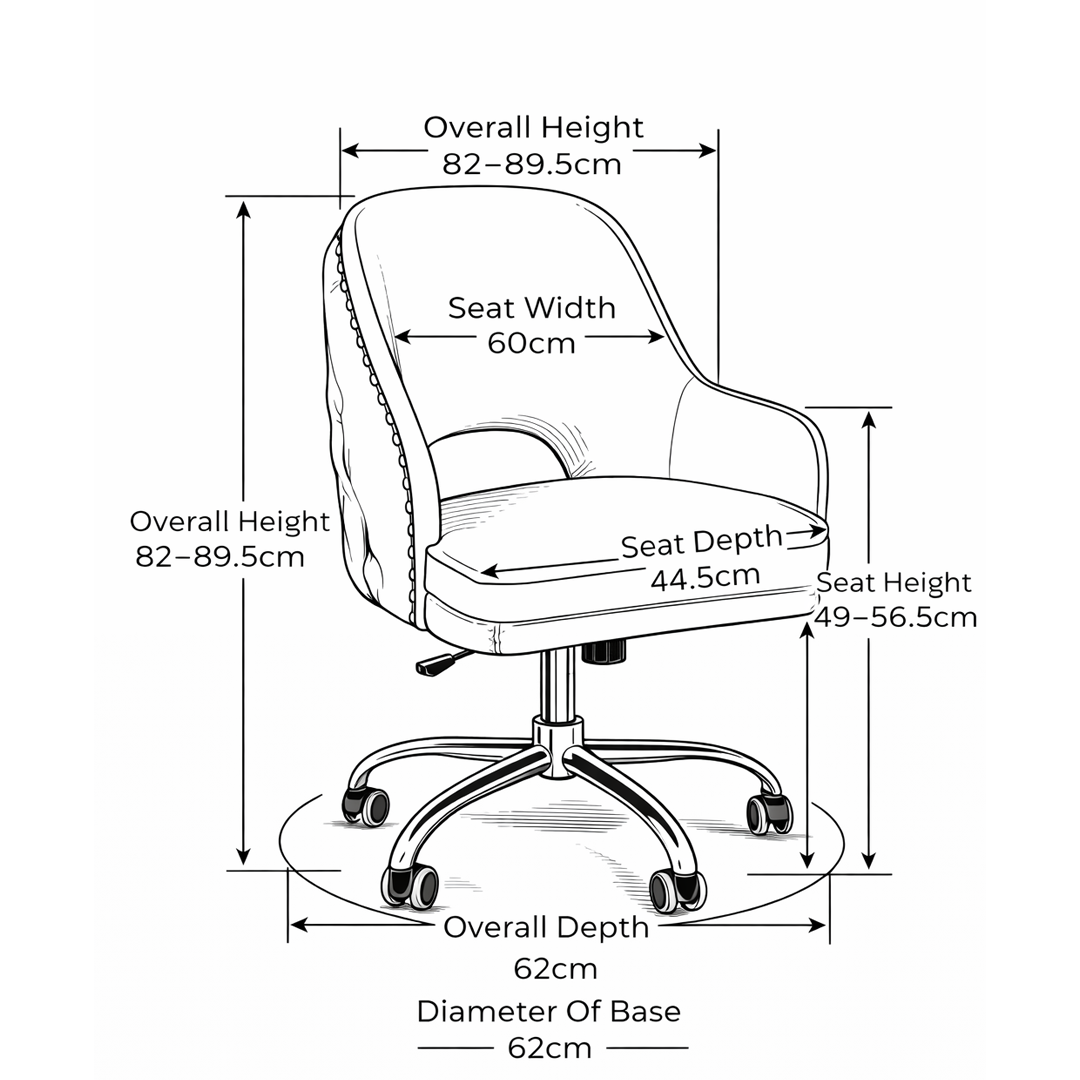 Velvet Home And Office Chair With Polished Gold Frame - Aberley