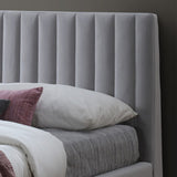 Velvet King Size Bed With Oak Wooden Legs - Albany