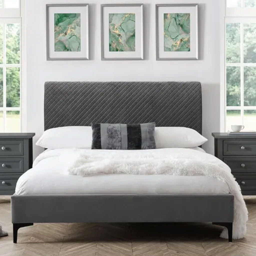 Velvet King Size Bed - Sanderson
