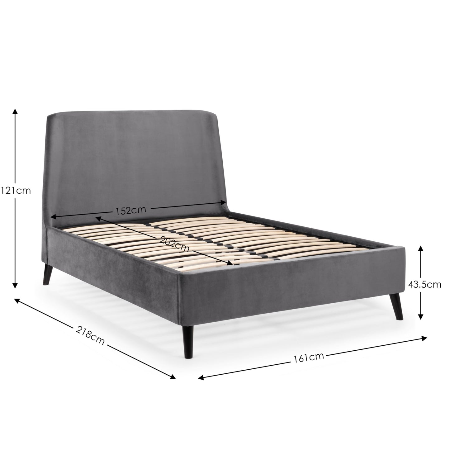 Velvet King Size Bed With Curved Headboard - Frida