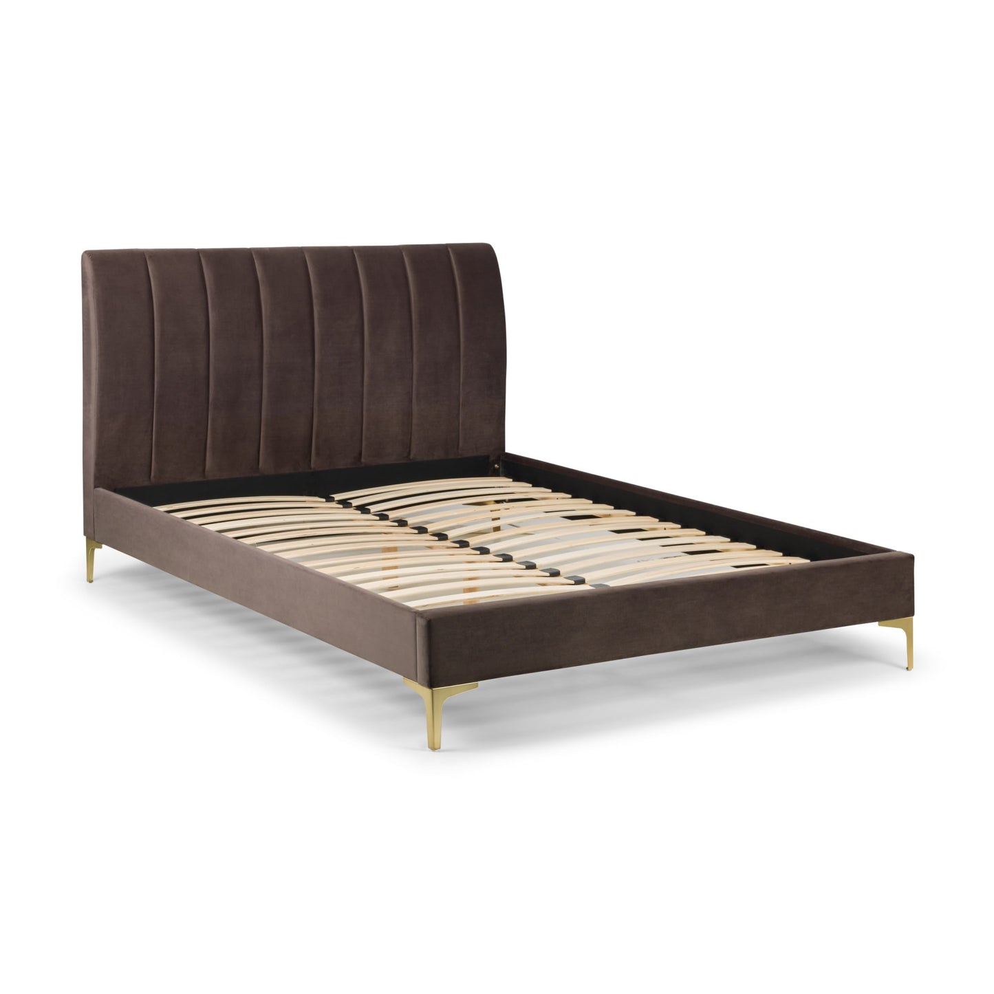 Velvet King Size Bed With Gold Metal Feet - Deco