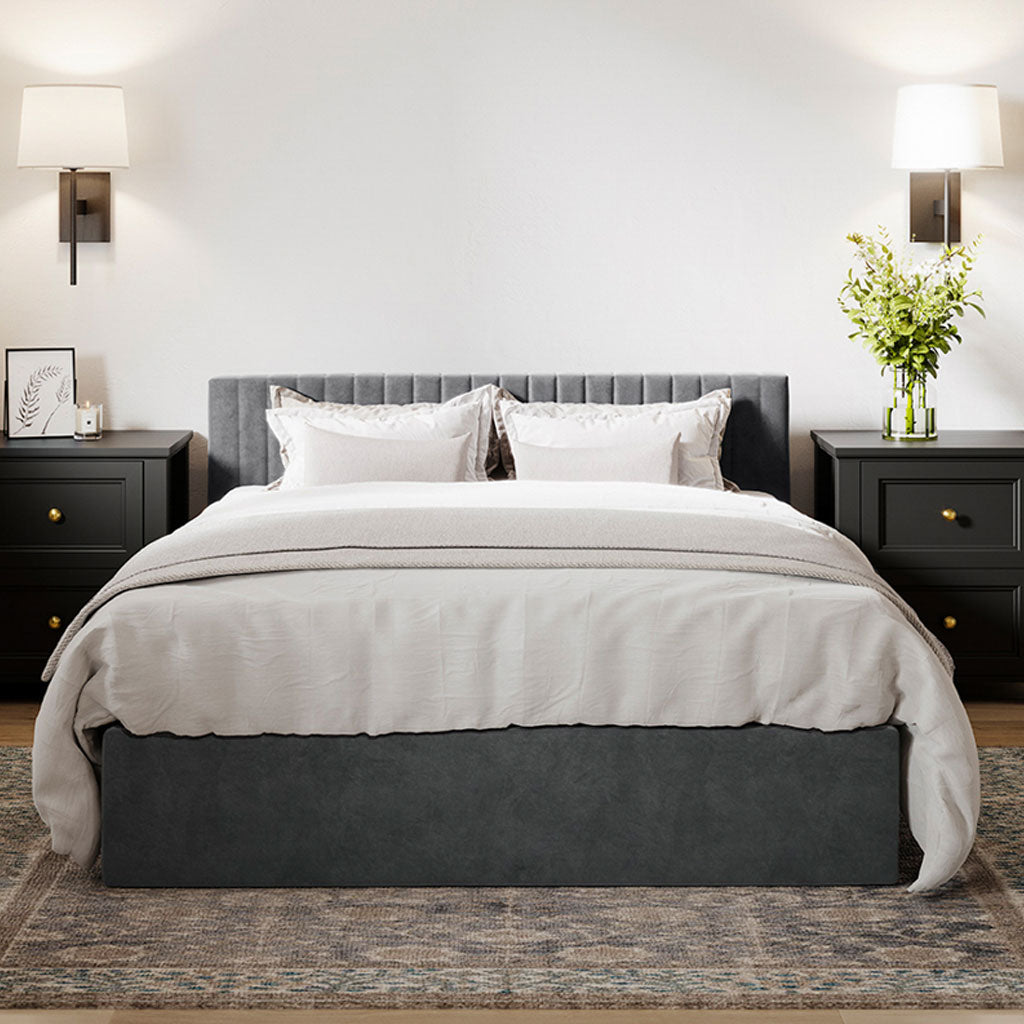 Velvet King Size Ottoman Storage Bed - Berlin