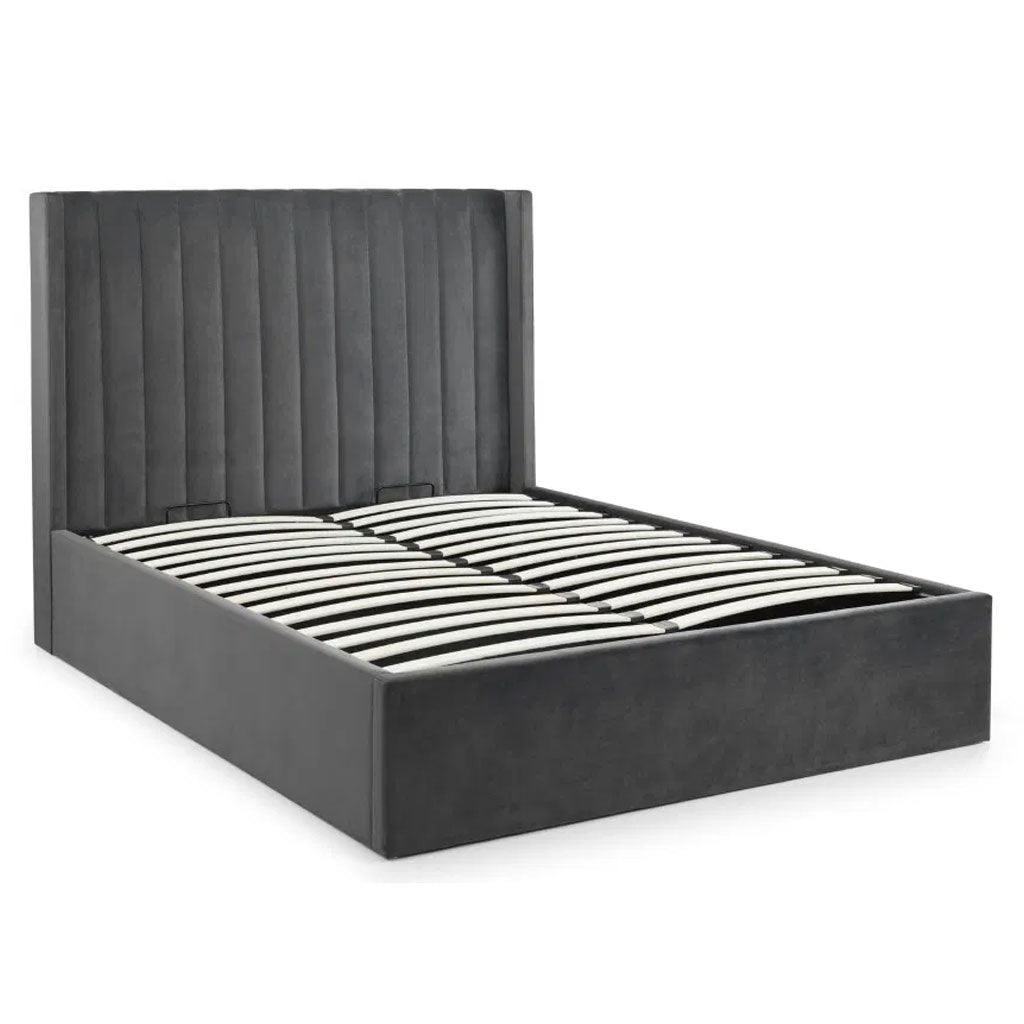 Velvet King Size Ottoman Storage Bed - Langham