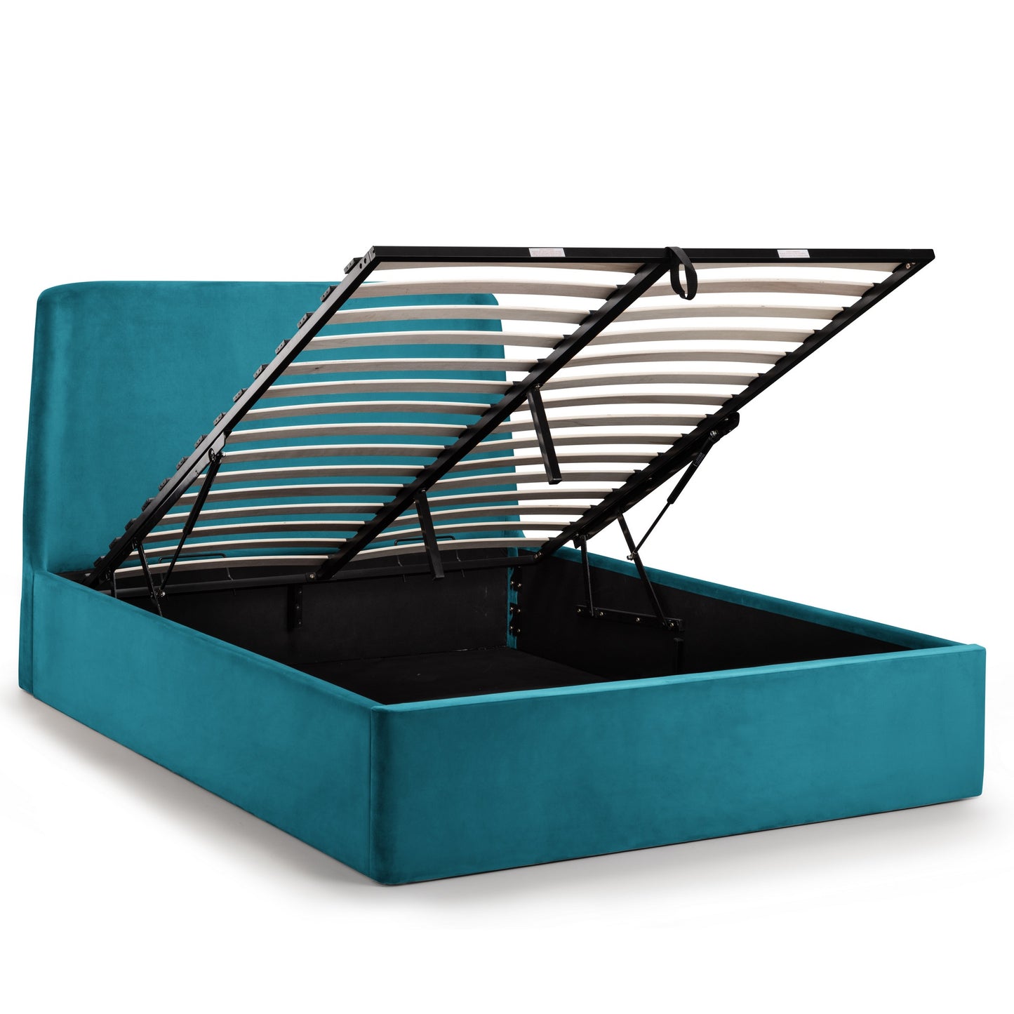 Velvet King Size Ottoman Storage Bed With Curved Headboard - Frida