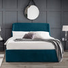 Velvet King Size Ottoman Storage Bed With Curved Headboard - Frida