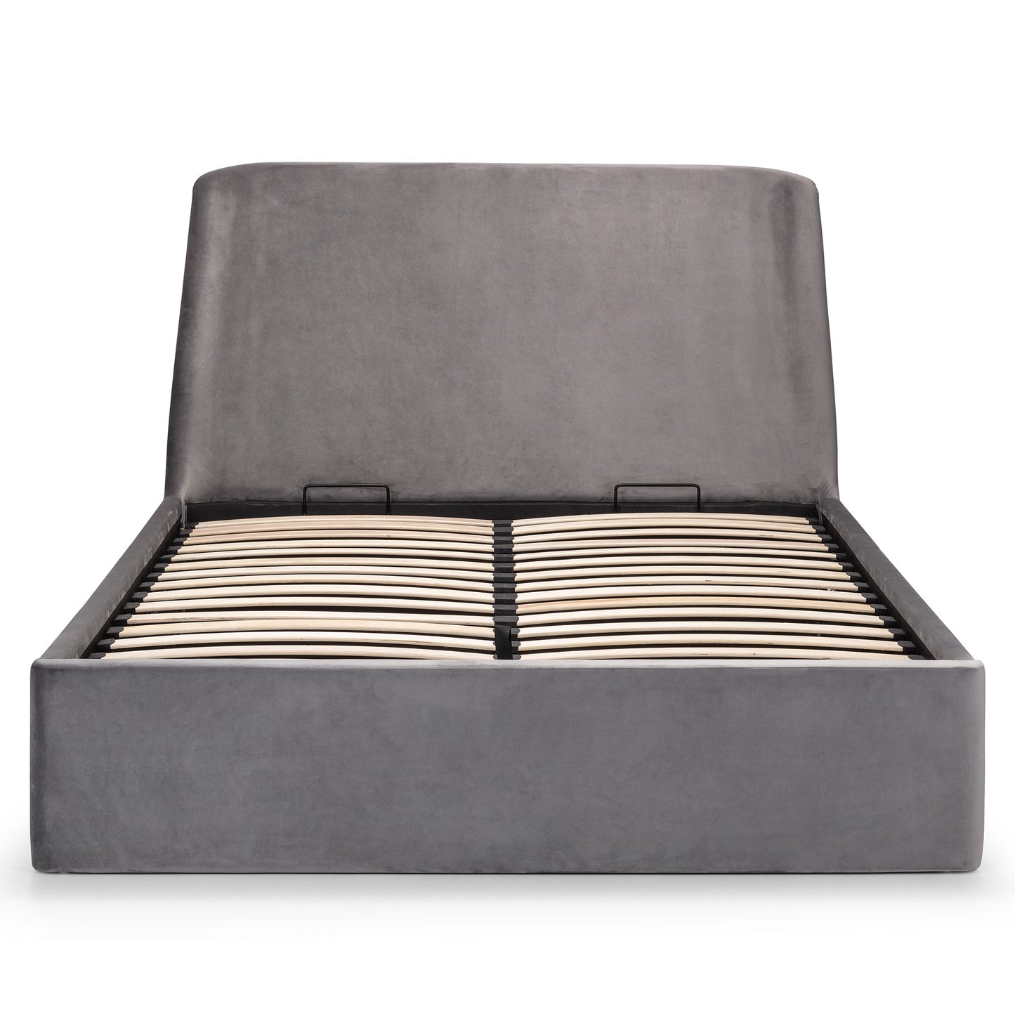 Velvet King Size Ottoman Storage Bed With Curved Headboard - Frida