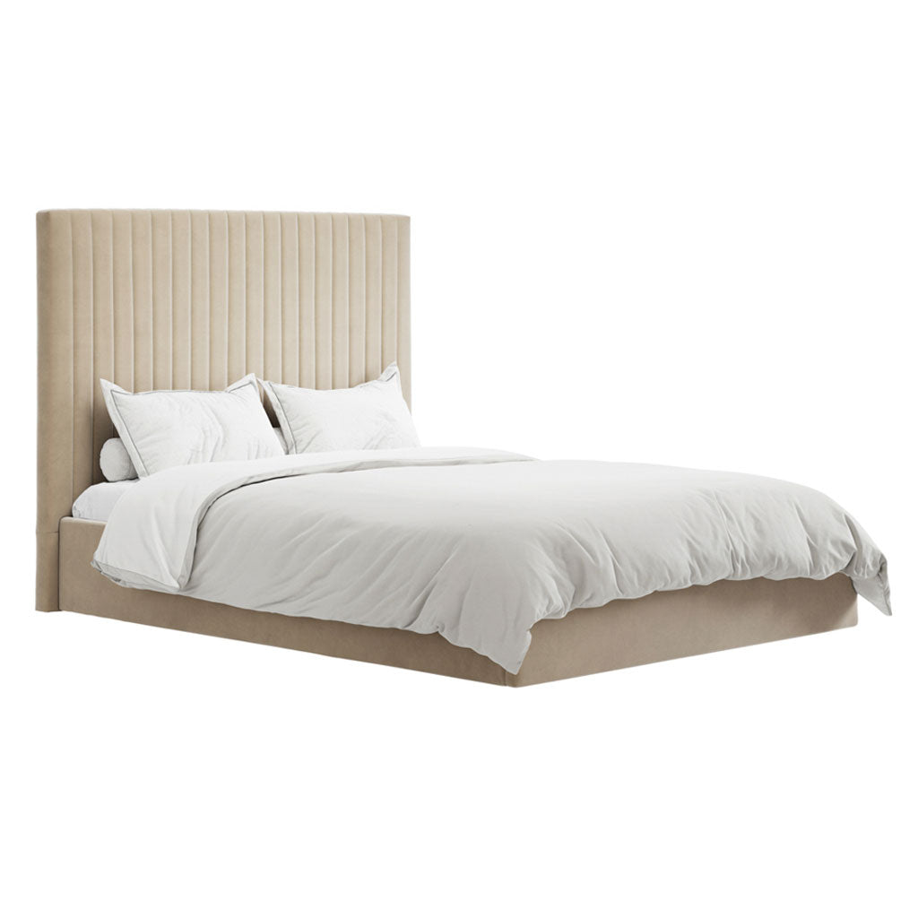 Velvet King Size Ottoman Storage Bed With Tall Headboard - Berlin