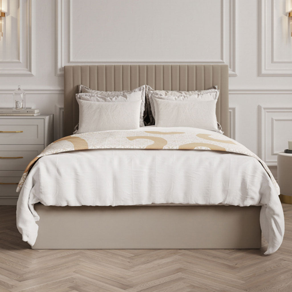 Velvet King Size Ottoman Storage Bed With Tall Headboard - Berlin