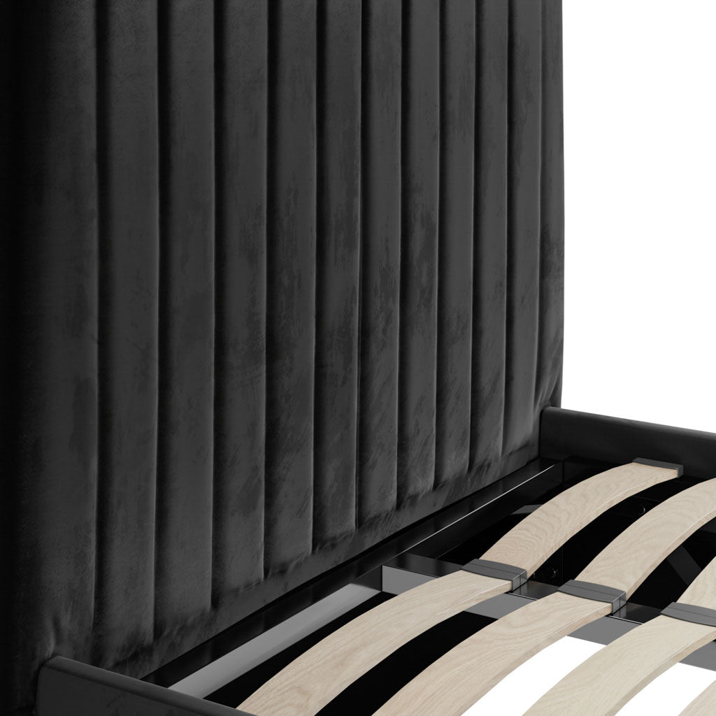 Velvet King Size Ottoman Storage Bed With Tall Headboard - Berlin