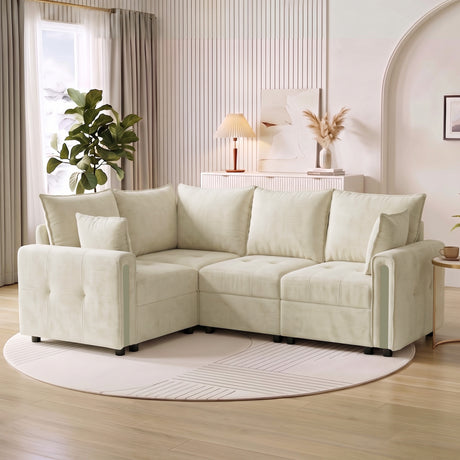 Velvet L Shaped Sofa 228cm Wide With Lift Up Storage - Velmora