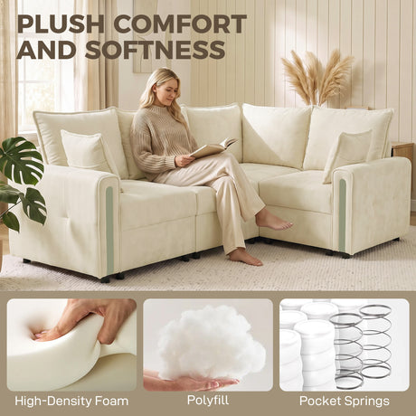 Velvet L Shaped Sofa 228cm Wide With Lift Up Storage - Velmora