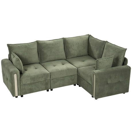 Velvet L Shaped Sofa 228cm Wide With Lift Up Storage - Velmora