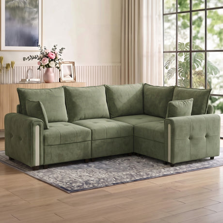 Velvet L Shaped Sofa 228cm Wide With Lift Up Storage - Velmora