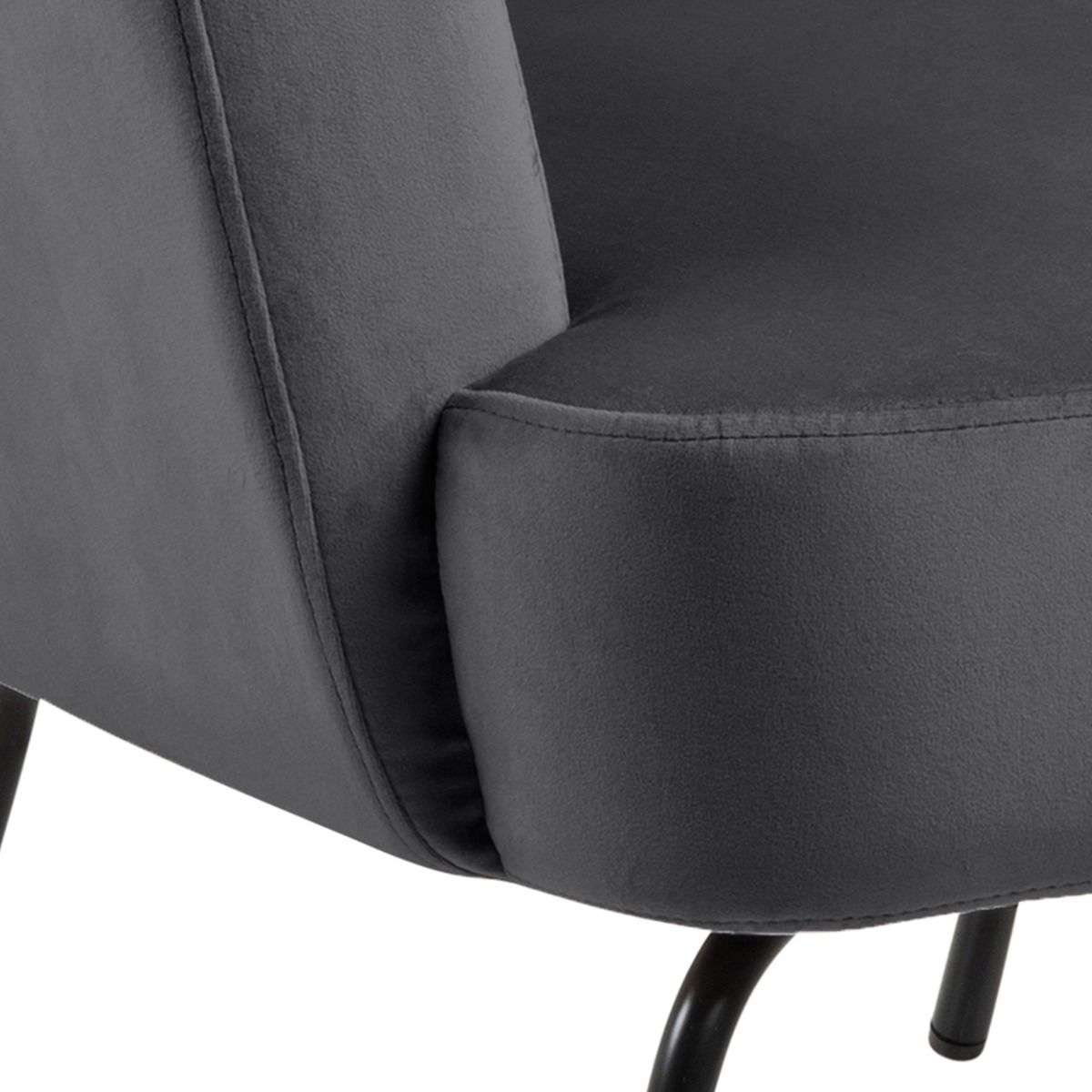 Velvet Lounge Chair With Powder-Coated Steel Legs - Melissa