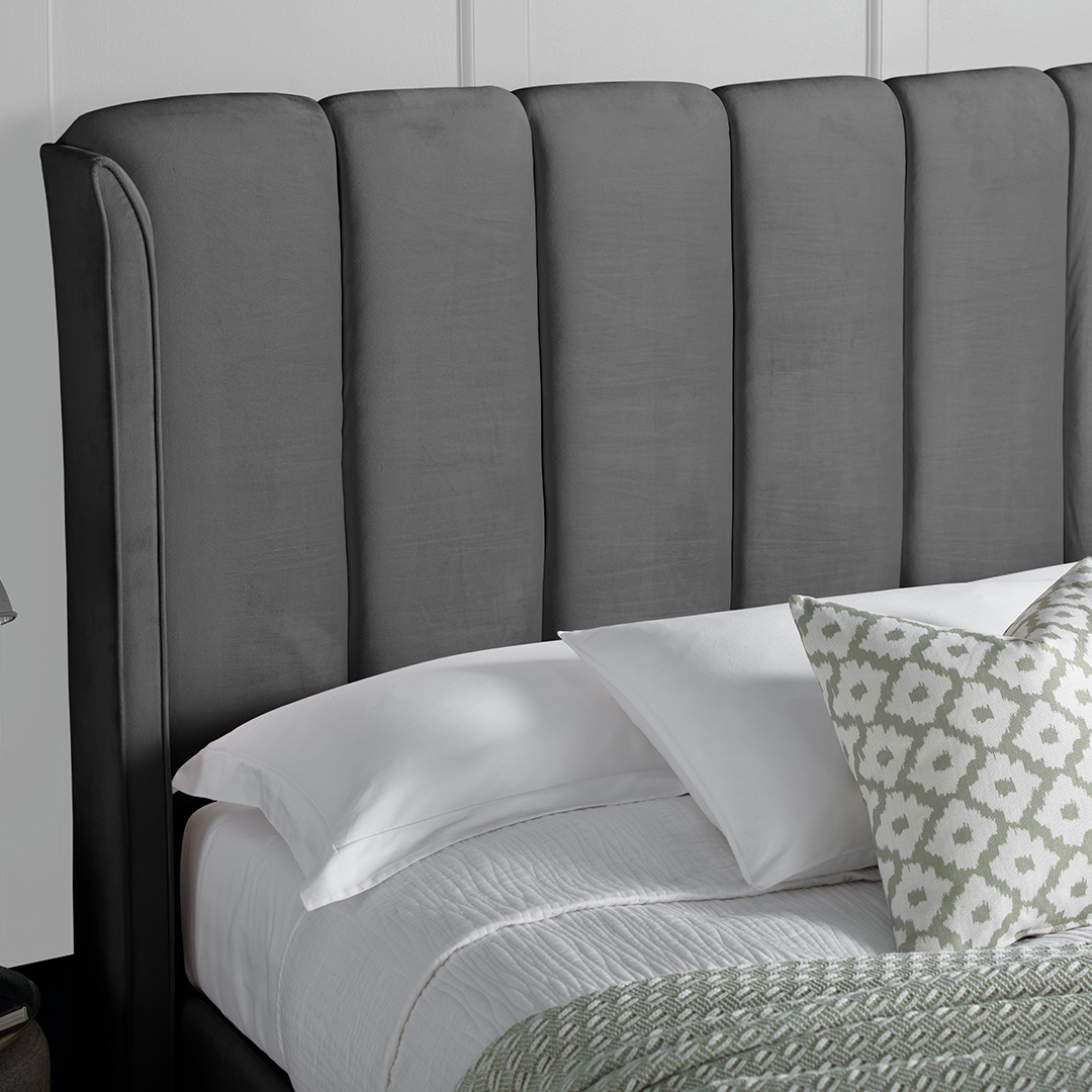Velvet Ottoman Storage Double Bed - Aurora