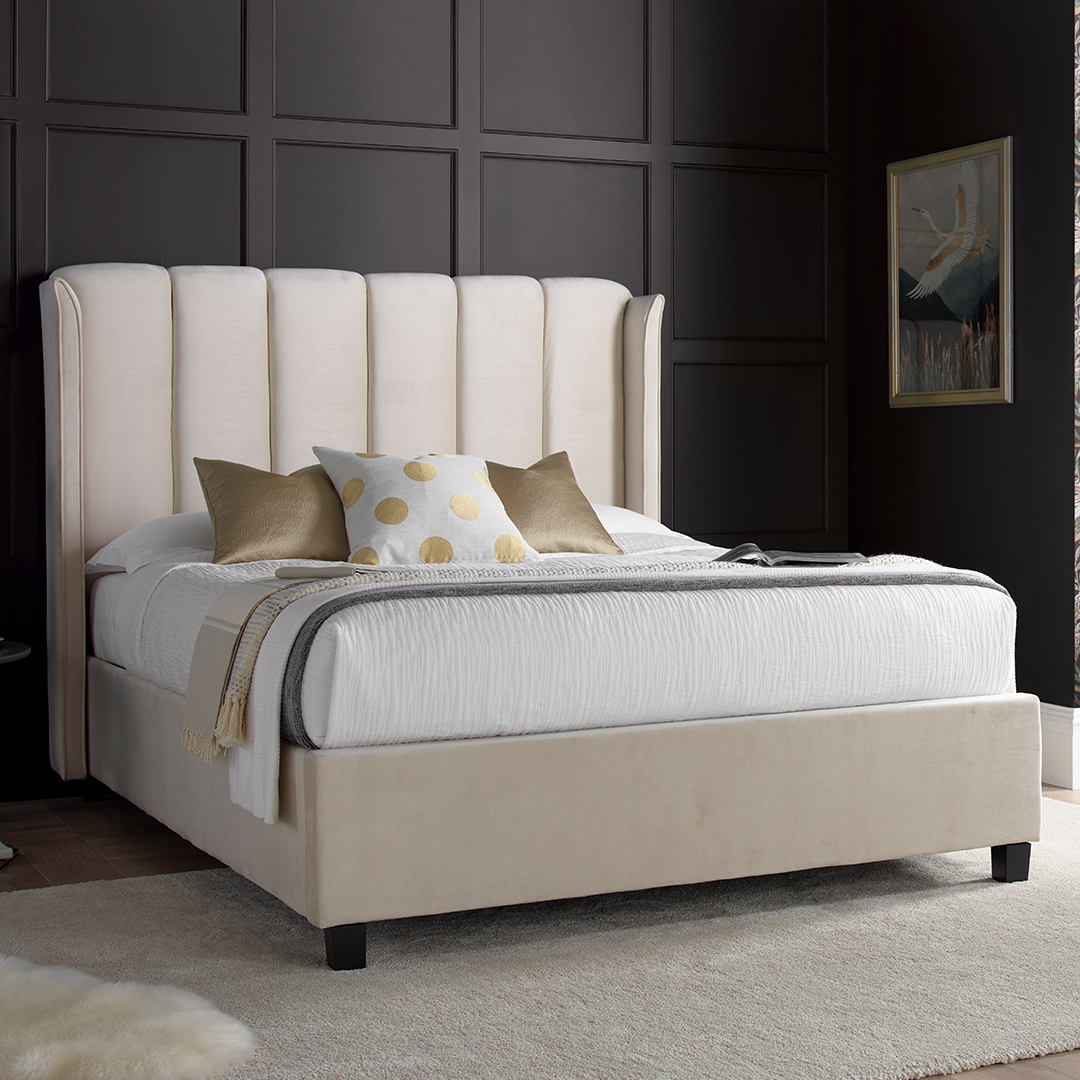 Velvet Ottoman Storage Double Bed - Aurora