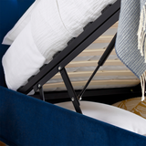 Velvet Ottoman Storage Double Bed - Kingham