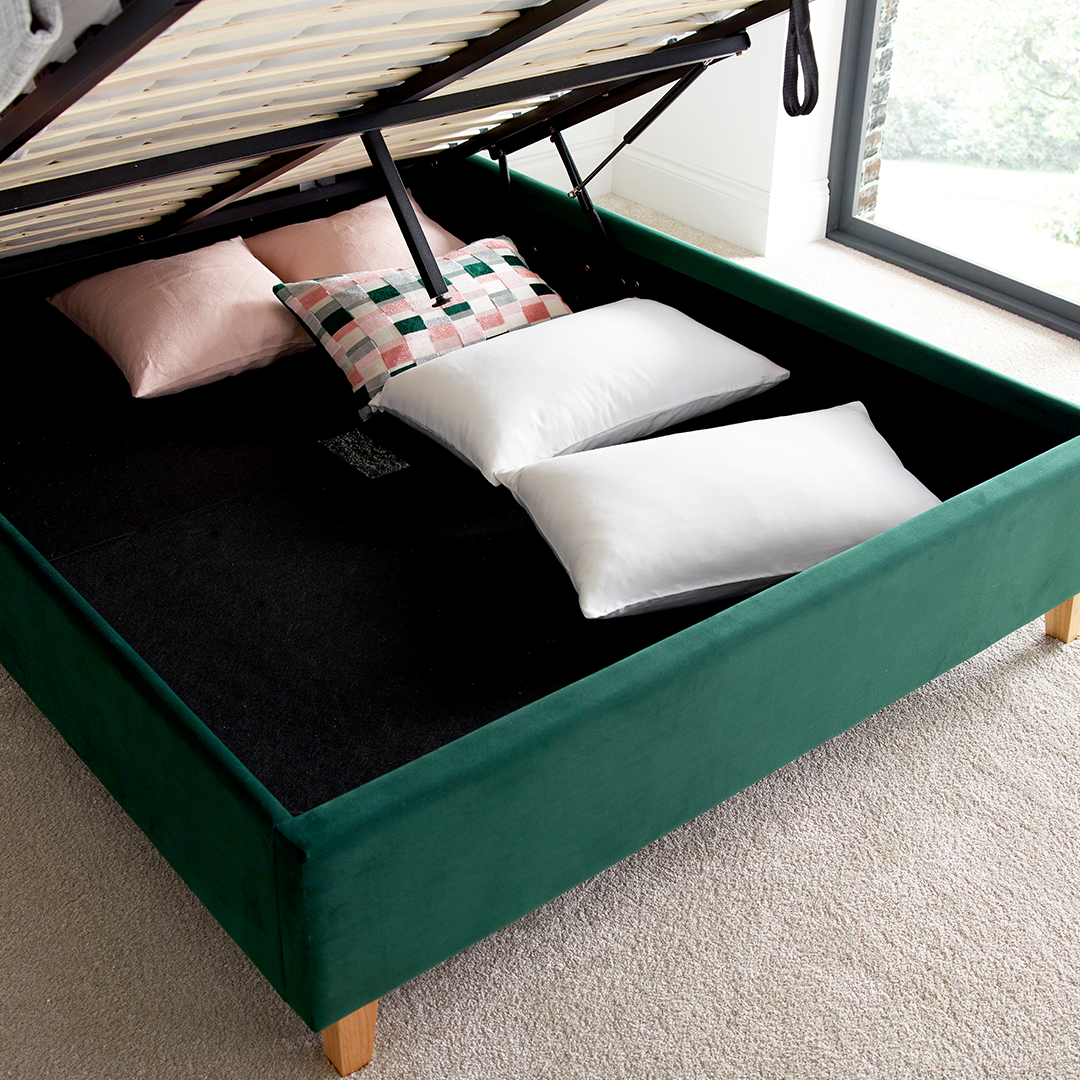 Velvet Ottoman Storage Double Bed - Kingham