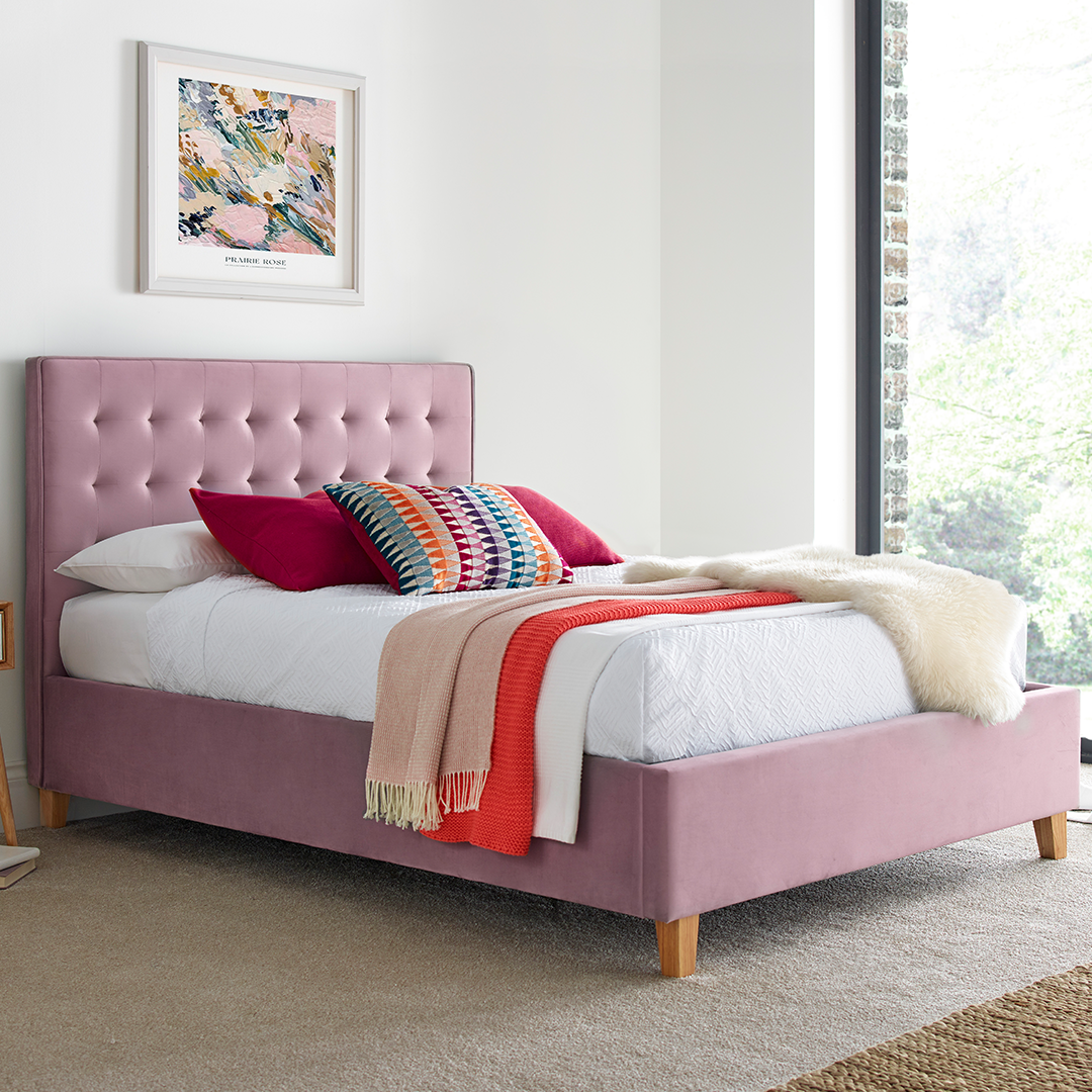 Velvet Ottoman Storage Double Bed - Kingham