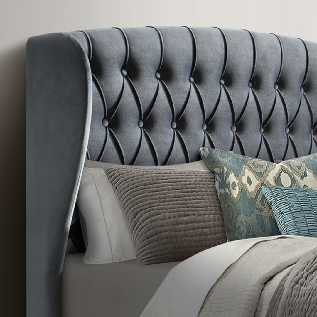 Velvet Ottoman Storage Double Bed - Warwick