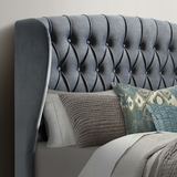 Velvet Ottoman Storage Double Bed - Warwick