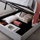 Velvet Ottoman Storage Small Double Bed - Kingham