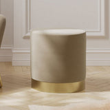 Velvet Pouffe 41.5cm Wide With Brushed Gold Base - Lara