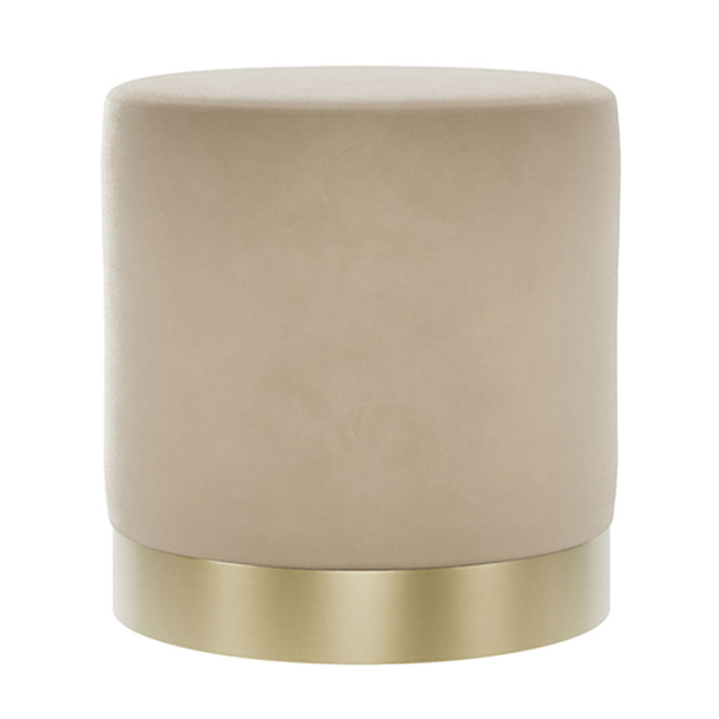 Velvet Pouffe 41.5cm Wide With Brushed Gold Base - Lara