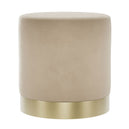 Velvet Pouffe 41.5cm Wide With Brushed Gold Base - Lara