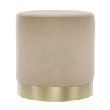 Velvet Pouffe 41.5cm Wide With Brushed Gold Base - Lara