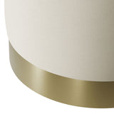 Velvet Pouffe 41.5cm Wide With Brushed Gold Base - Lara