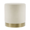 Velvet Pouffe 41.5cm Wide With Brushed Gold Base - Lara