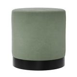 Velvet Pouffe 41.5cm Wide With Matt Black Base - Lara