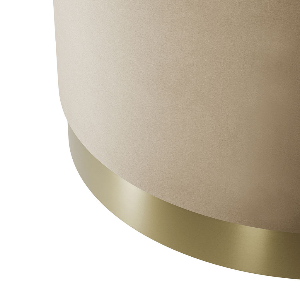 Velvet Pouffe 60.5cm Wide With Brushed Gold Base - Lara