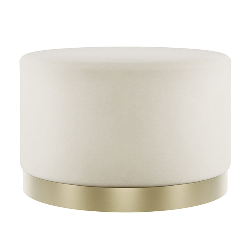 Velvet Pouffe 60.5cm Wide With Brushed Gold Base - Lara