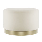 Velvet Pouffe 60.5cm Wide With Brushed Gold Base - Lara