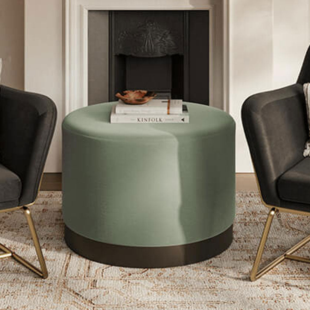 Velvet Pouffe 60.5cm Wide With Matt Black Base - Lara