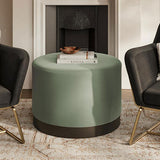 Velvet Pouffe 60.5cm Wide With Matt Black Base - Lara