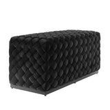 Velvet Pouffe With Metal Plinth Base Rectangular - Colline